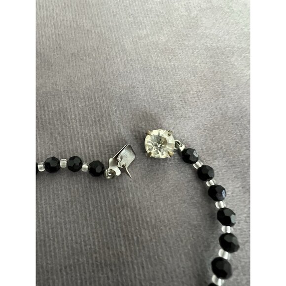 VTG Lot 2 Black & Clear Crystal Glass Bead Necklaces – Elegant Costume Jewelry - Picture 3 of 12